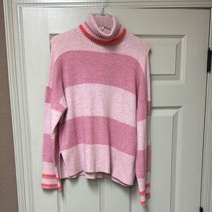 NWT JCrew Striped Pink Turtleneck Sweater
